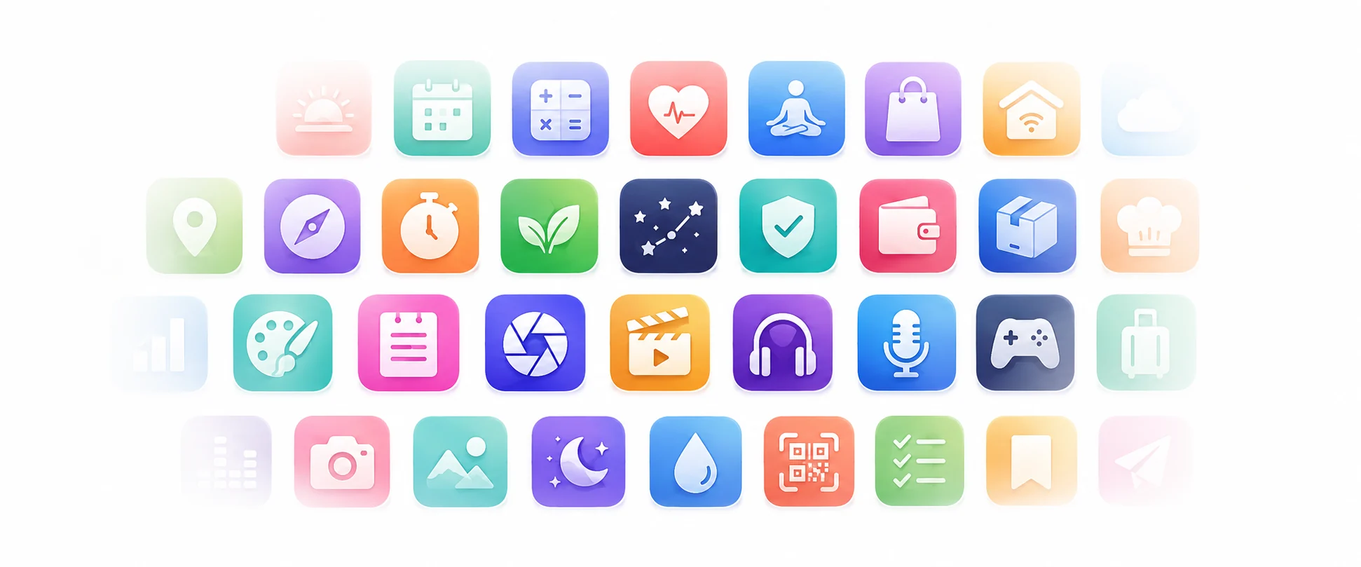 A colorful mosaic representing the range of mobile products in the Spunk Studio portfolio